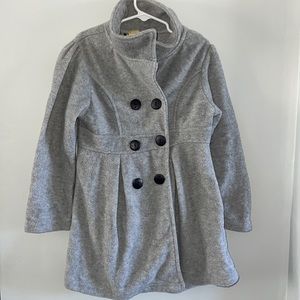 Giovanni Fleece Peacoat, Girls Medium, Gray with Black Buttons